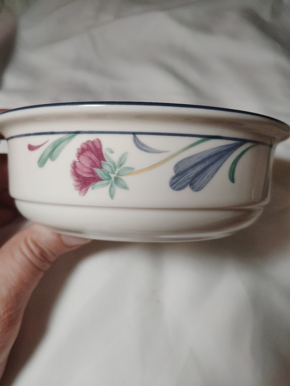 Vintage Lenox Floral Ceramic Serving Bowl -poppies On Blue 6" Soup Bowl